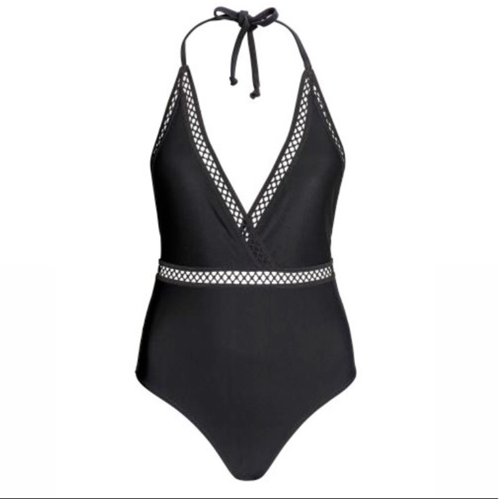 NWOT H&M lace detail halter one piece swimsuit